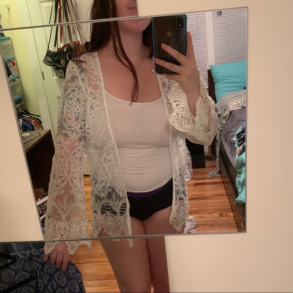 Sheer lace cardigan